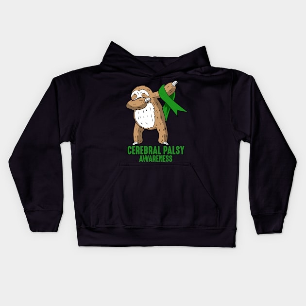 Cerebral Palsy Awareness Dabbing Sloth Love Gift Kids Hoodie by 2blackcherries